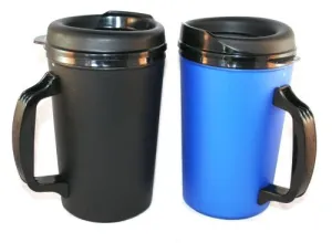 2 ThermoServ Foam Insulated Coffee Mugs 20 oz (1)Blue & (1)Black