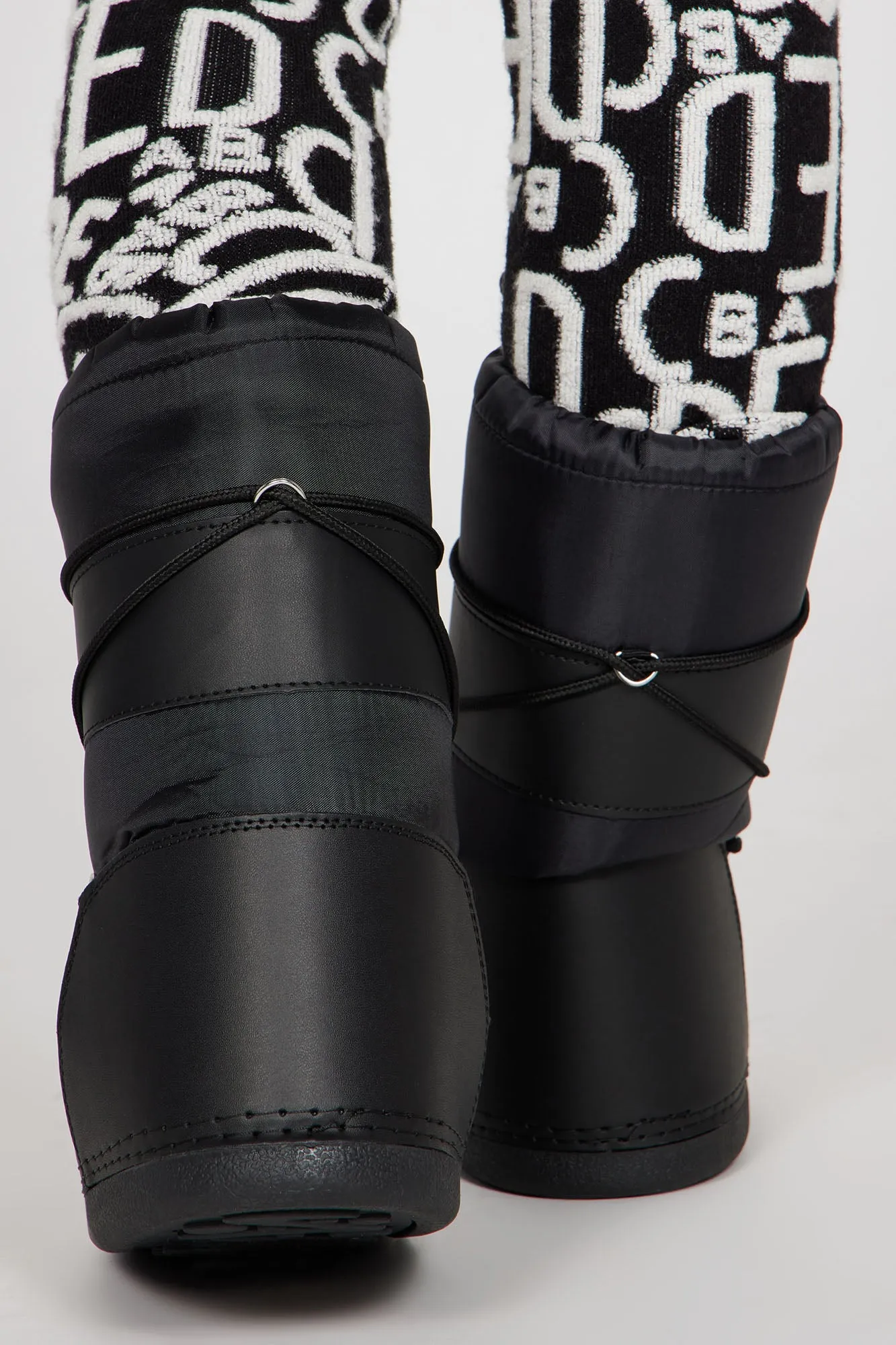 A New Direction Knee High Snow Boots - Black