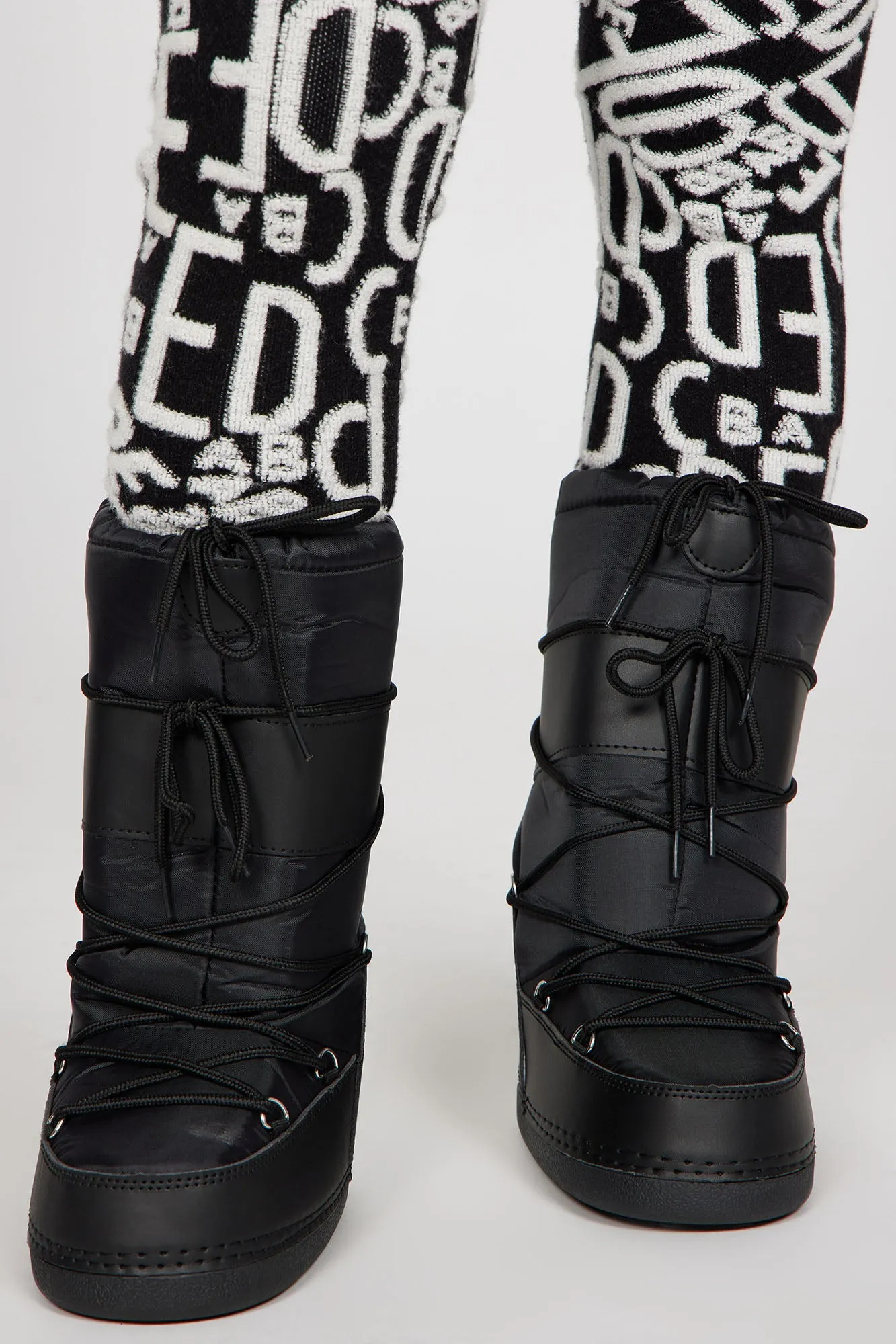 A New Direction Knee High Snow Boots - Black