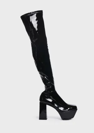 Aquitable Patent Thigh High Boots