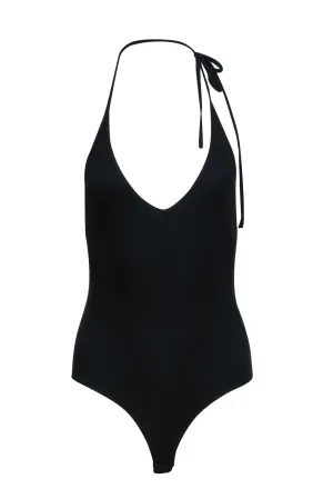 ATM - Black Ribbed Halter Bodysuit Sz S