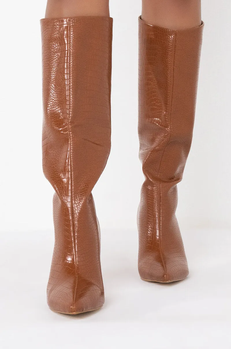 AZALEA WANG FALL FOR YOU STILETTO BOOT IN CARAMEL