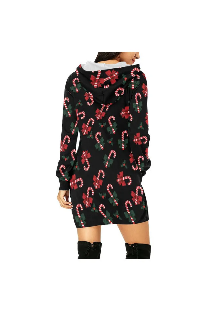 Candy Cane Cozy Hoodie Mini Dress
