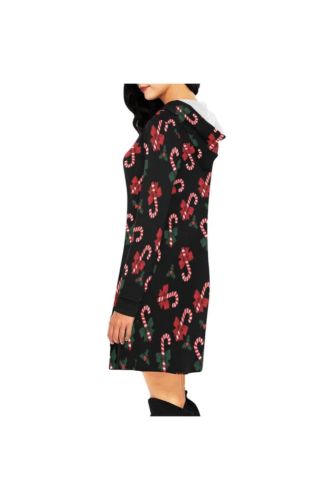Candy Cane Cozy Hoodie Mini Dress
