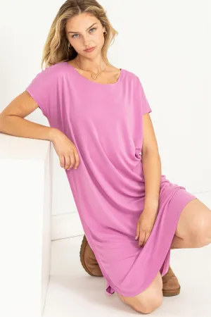 DZ23F049-CASUAL SHORT SLEEVE MIDI DRESS