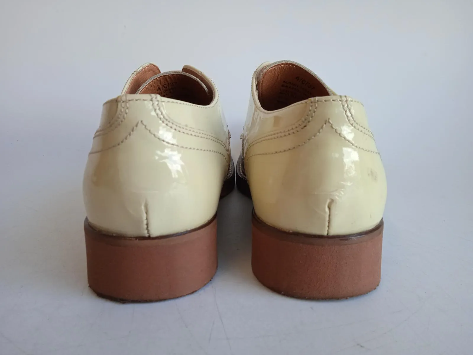 G.H. BASS Ladies Cream White Leather Albany Hi Shine Derby Shoes Size EU37 UK4