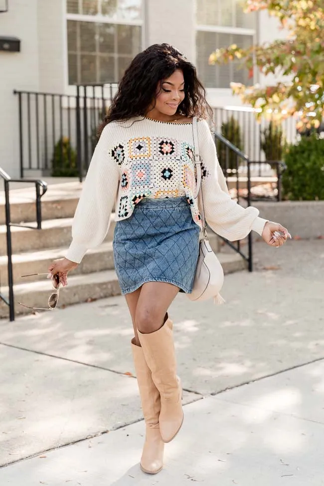 Greatest Way Quilted Chambray Mini Skirt FINAL SALE