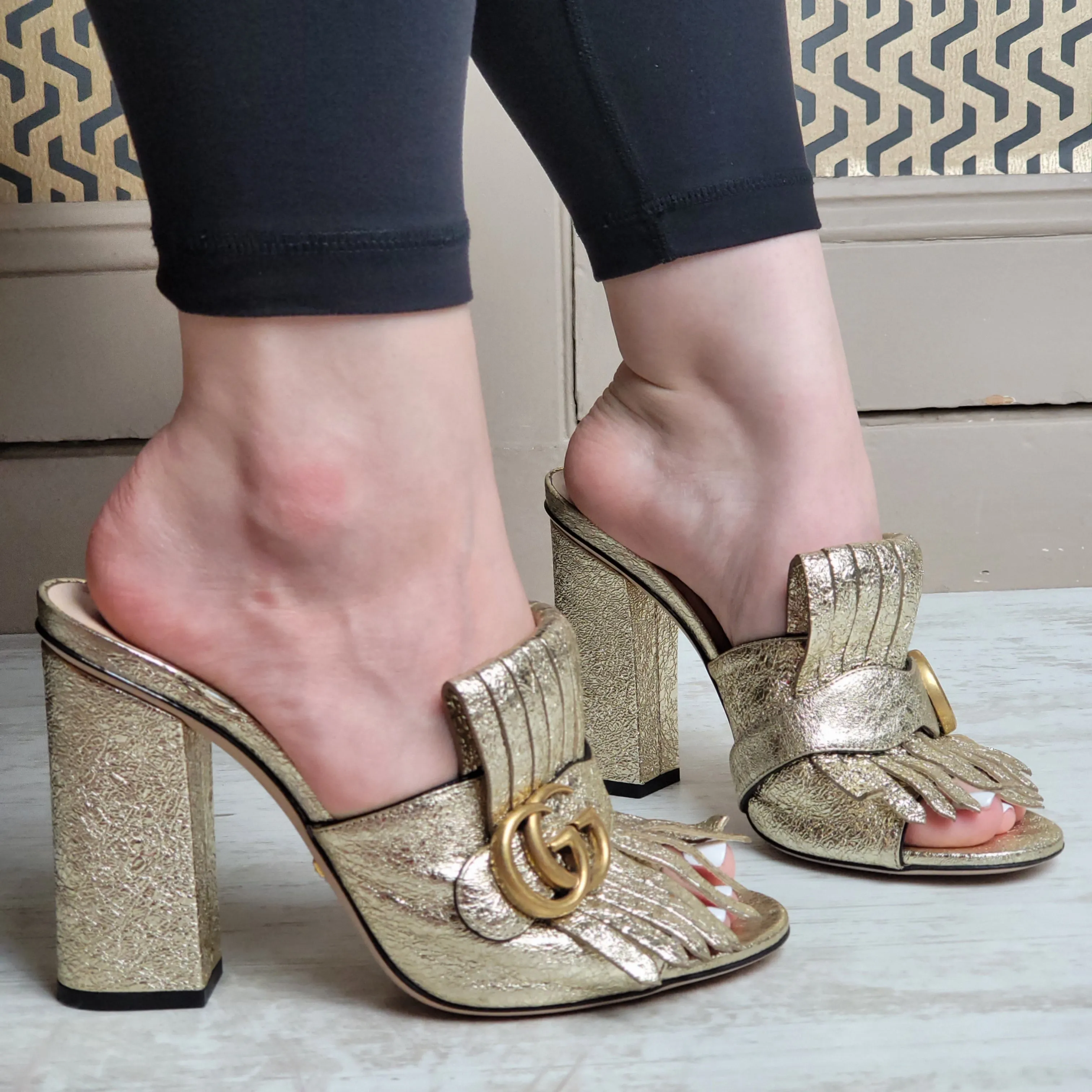 GUCCI MARMONT FRINGE MULES EU 38/ UK 5