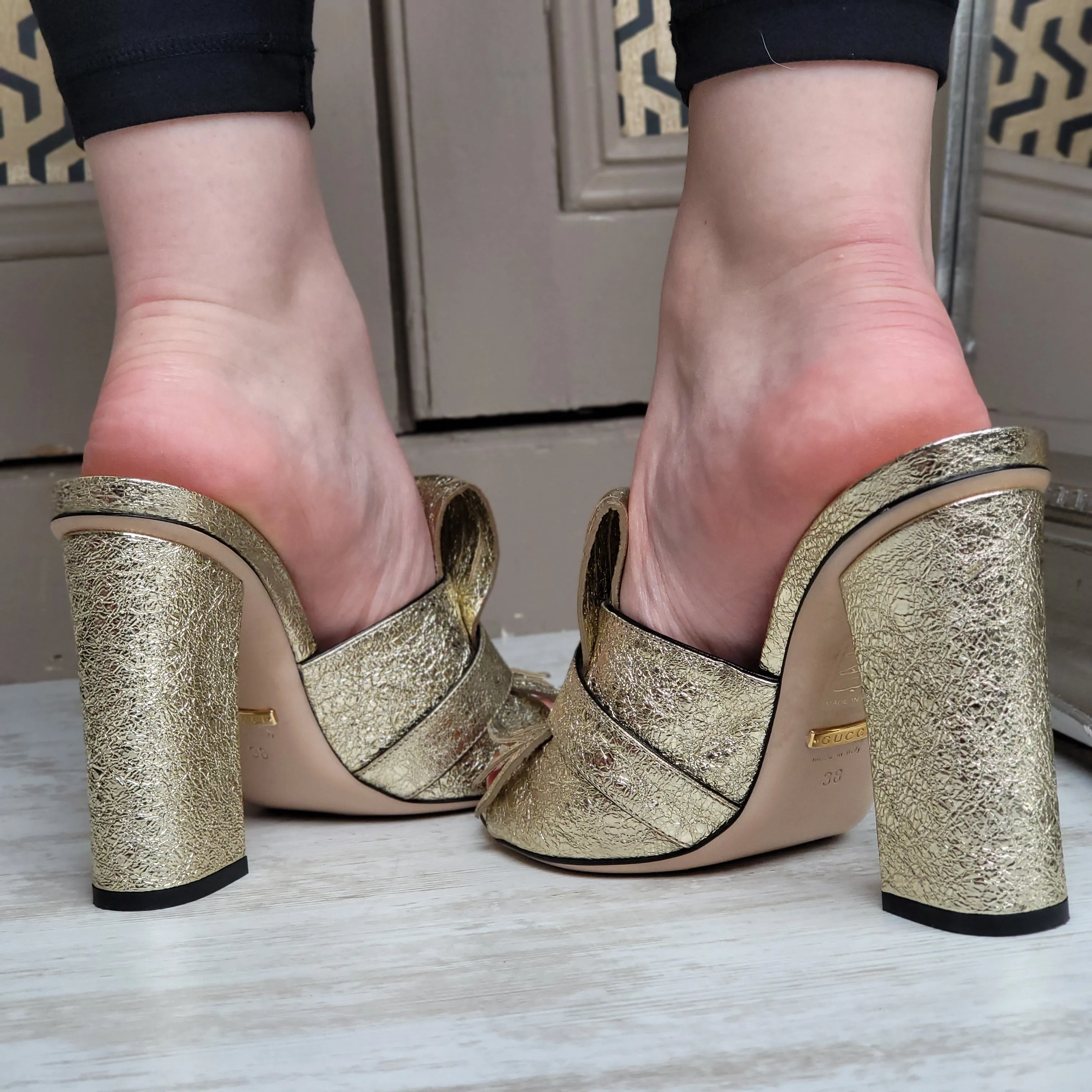GUCCI MARMONT FRINGE MULES EU 38/ UK 5