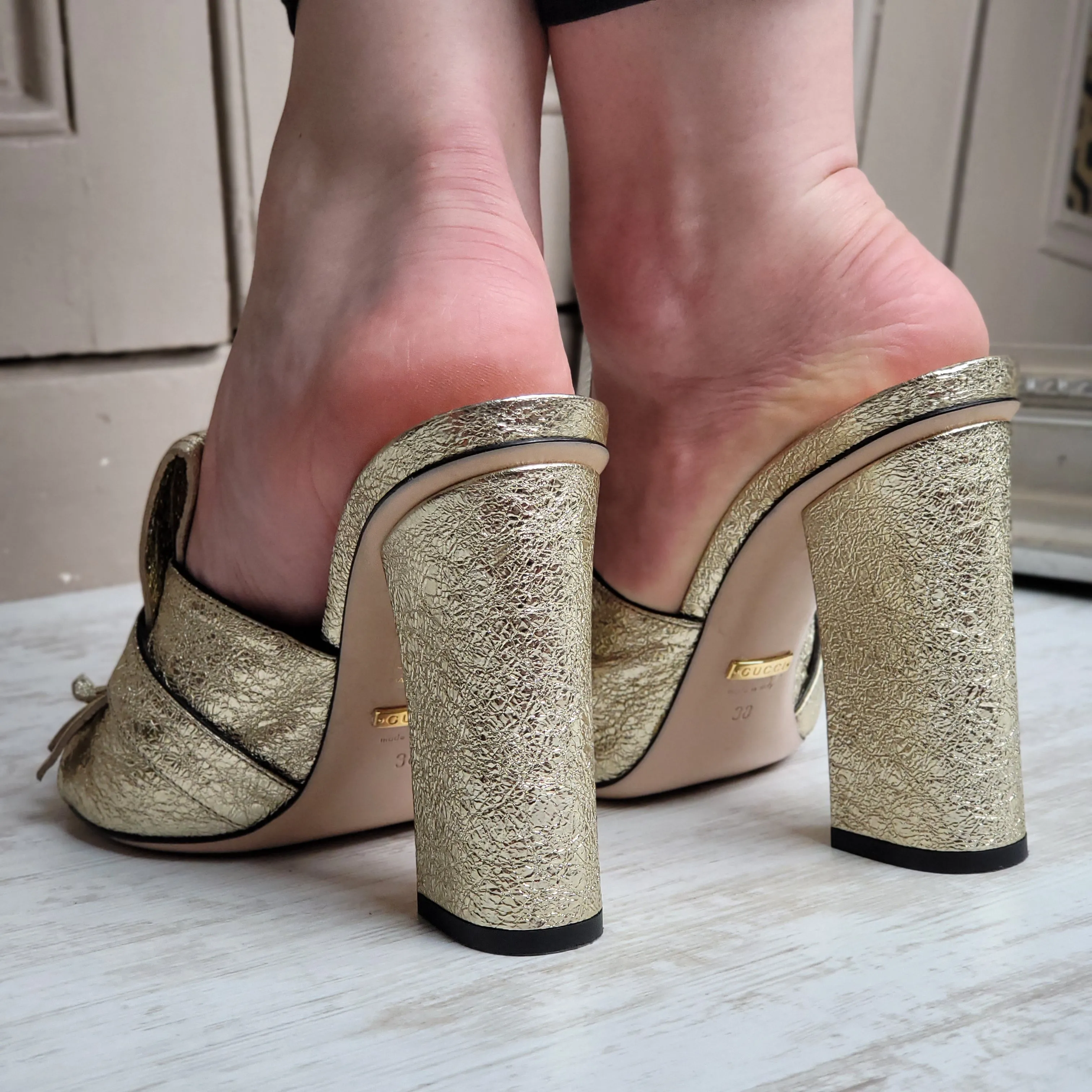 GUCCI MARMONT FRINGE MULES EU 38/ UK 5