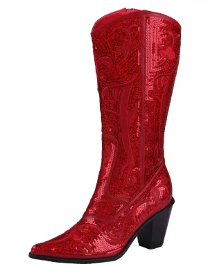 Helen's Heart Red Blingy Sequins Cowboy Boots