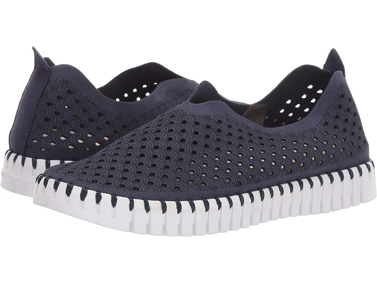 Ilse Jacobsen Tulip Navy Light Weight Rounded Closed Toe Slip On Fashion Sneaker