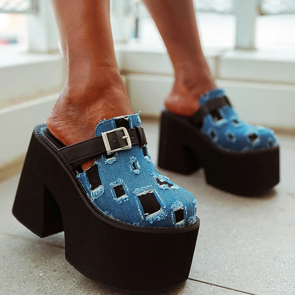Joskaa Platform Minimalist Wedge Mules Sandals 2024 Spring Summer Shoes Walking Comfy Great Quality Dropship Women Shoes Mules Pump