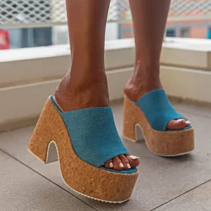 Joskaa Platform Minimalist Wedge Mules Sandals 2024 Spring Summer Shoes Walking Comfy Great Quality Dropship Women Shoes Mules Pump