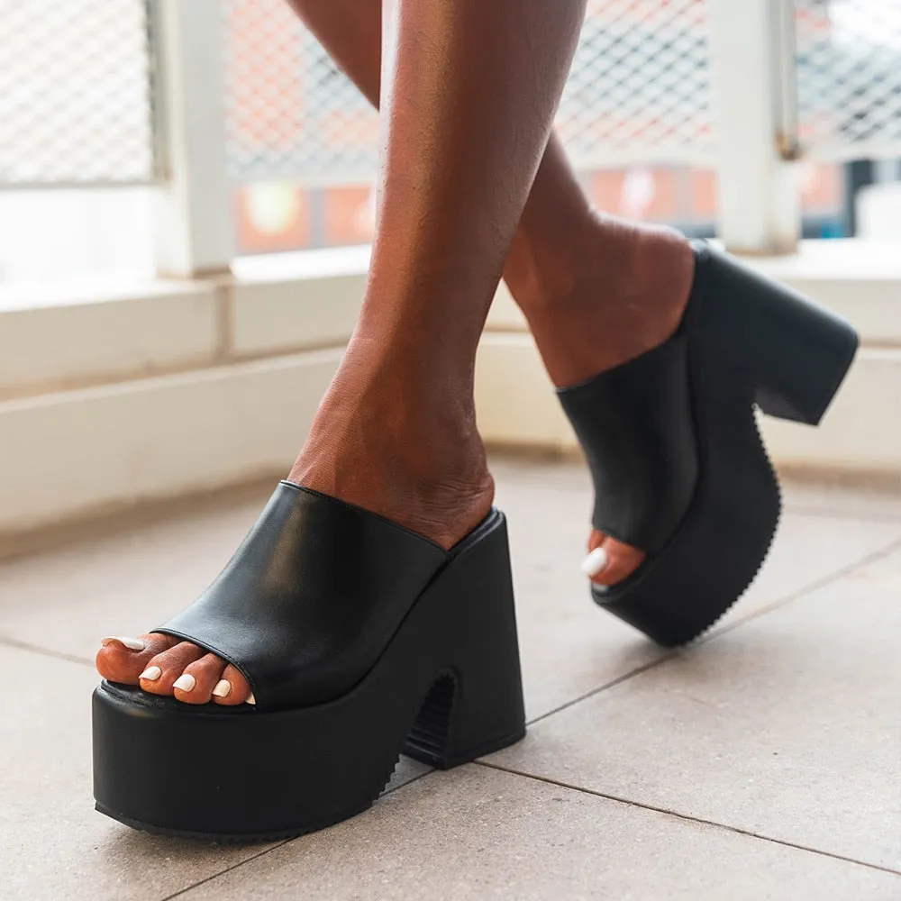 Joskaa Platform Minimalist Wedge Mules Sandals 2024 Spring Summer Shoes Walking Comfy Great Quality Dropship Women Shoes Mules Pump