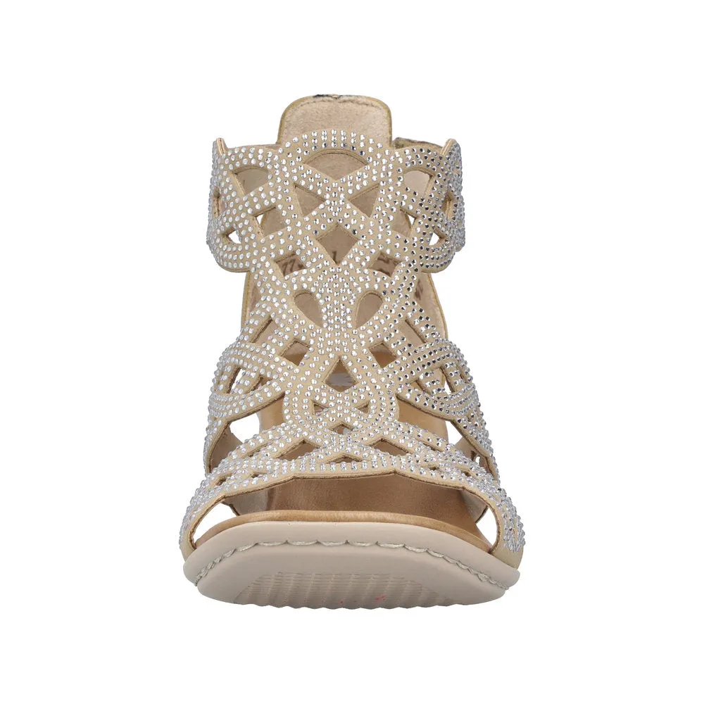 Lazer Cut Block Heel sandal - Porcelain