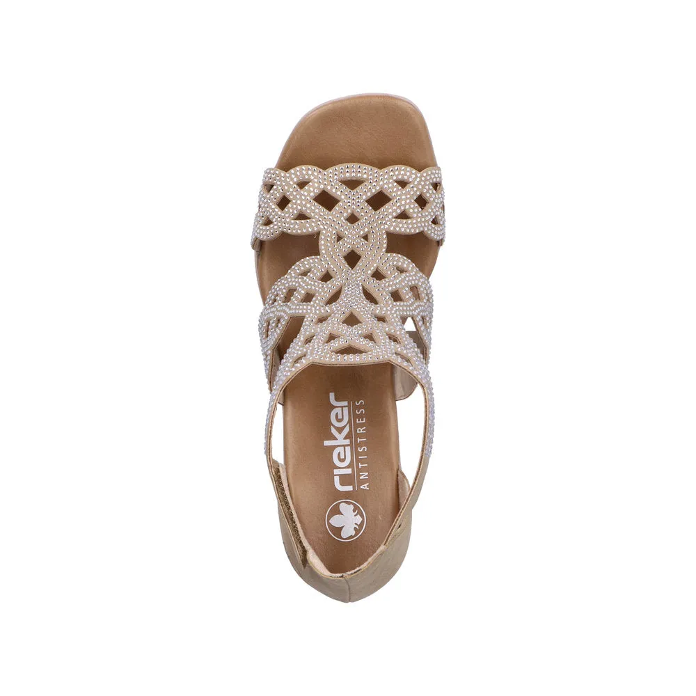 Lazer Cut Block Heel sandal - Porcelain