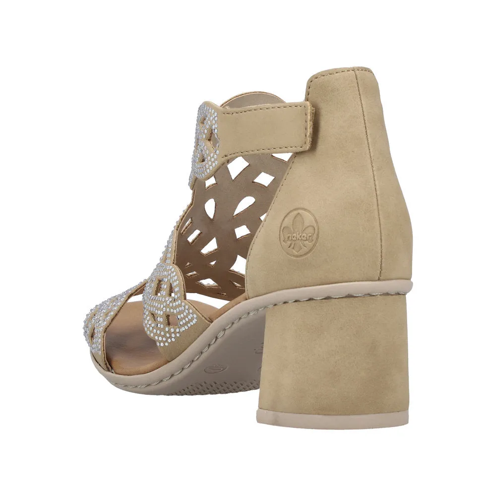 Lazer Cut Block Heel sandal - Porcelain