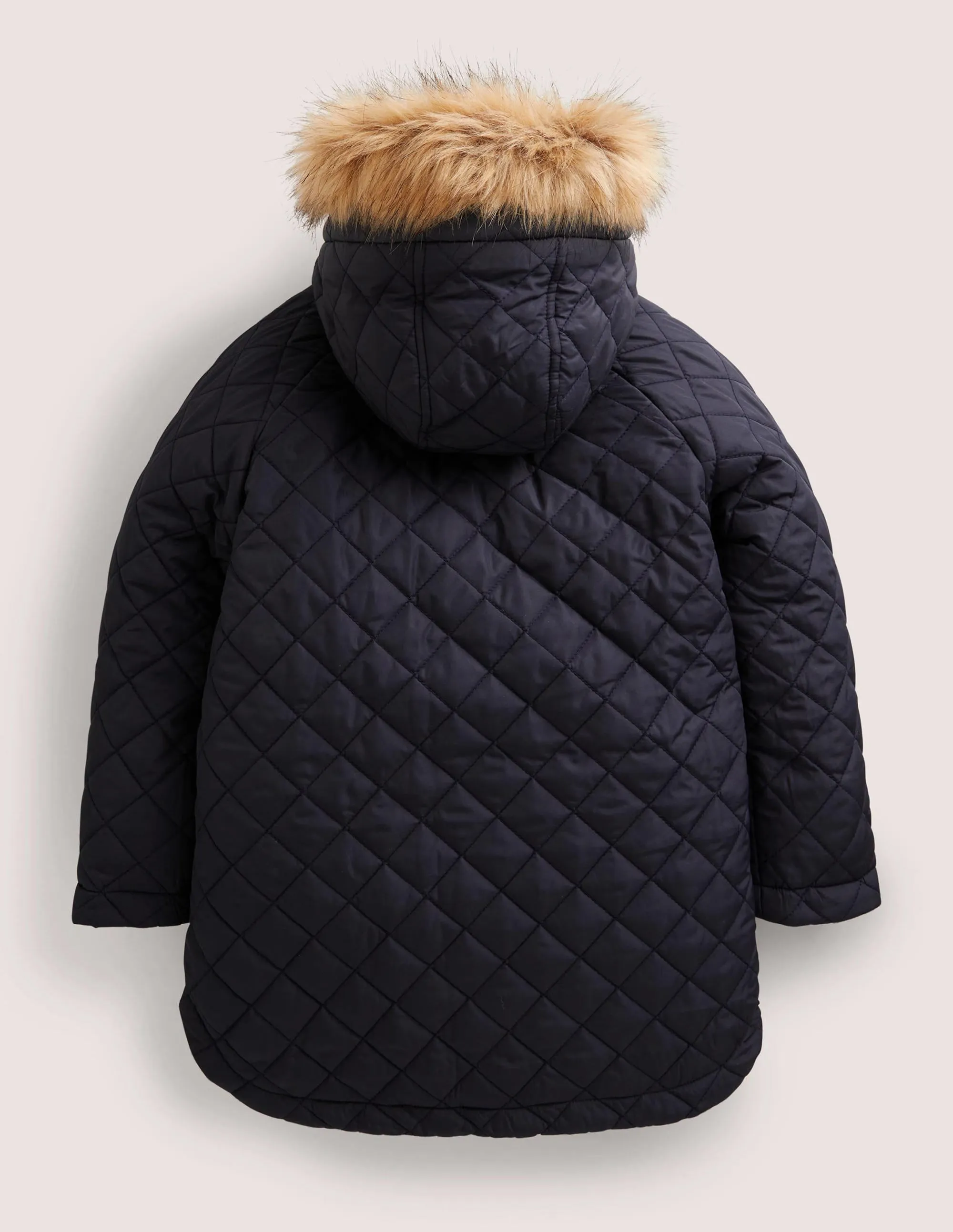 Longline Quilted Jacket-College Navy