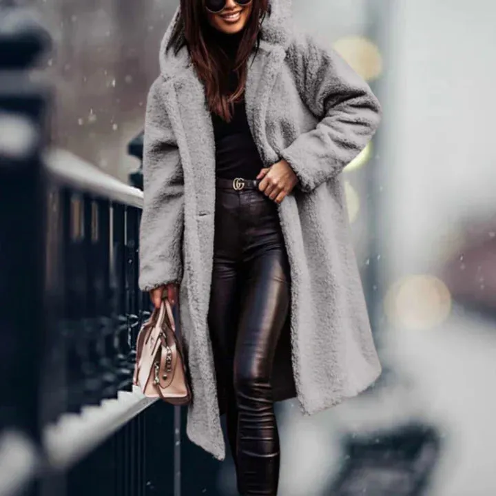 Marliès Fleece Jacke | Trendy langer Polar-Fleece-Mantel für Damen