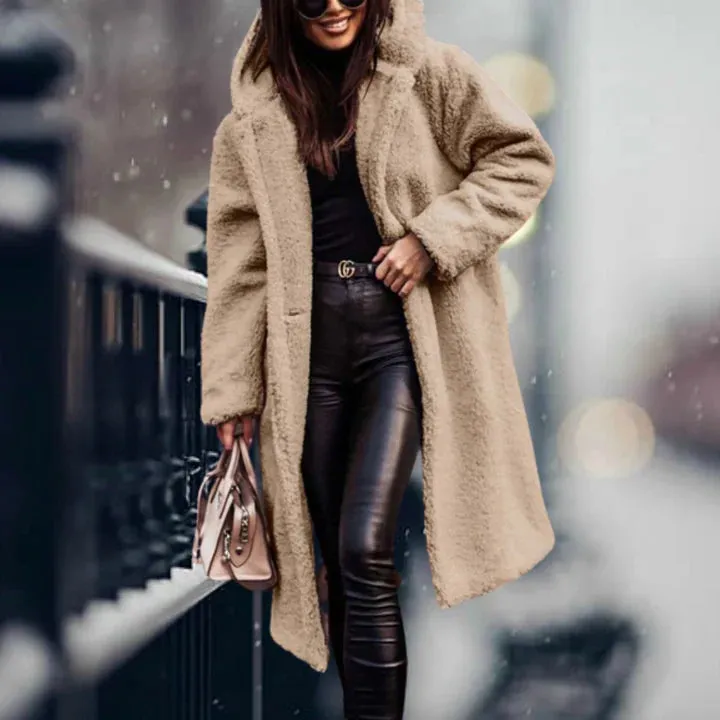 Marliès Fleece Jacke | Trendy langer Polar-Fleece-Mantel für Damen