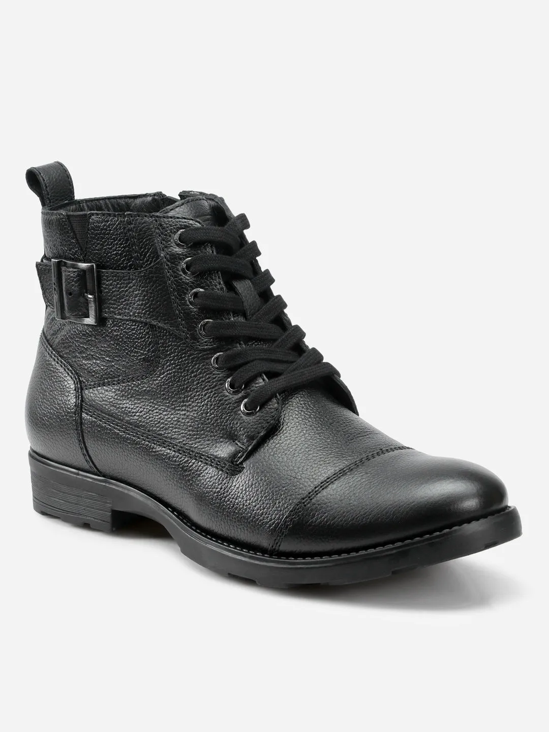 Men's Black Leather Derby Boot (ID1102)