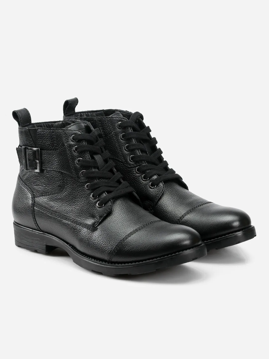 Men's Black Leather Derby Boot (ID1102)
