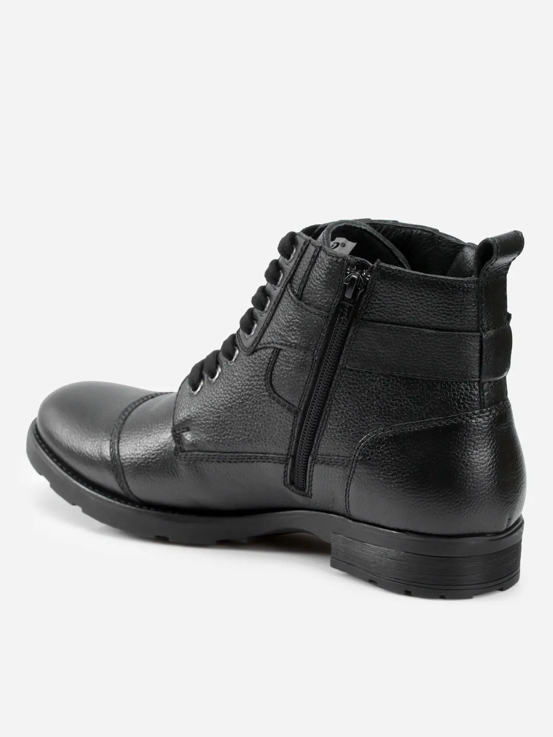 Men's Black Leather Derby Boot (ID1102)