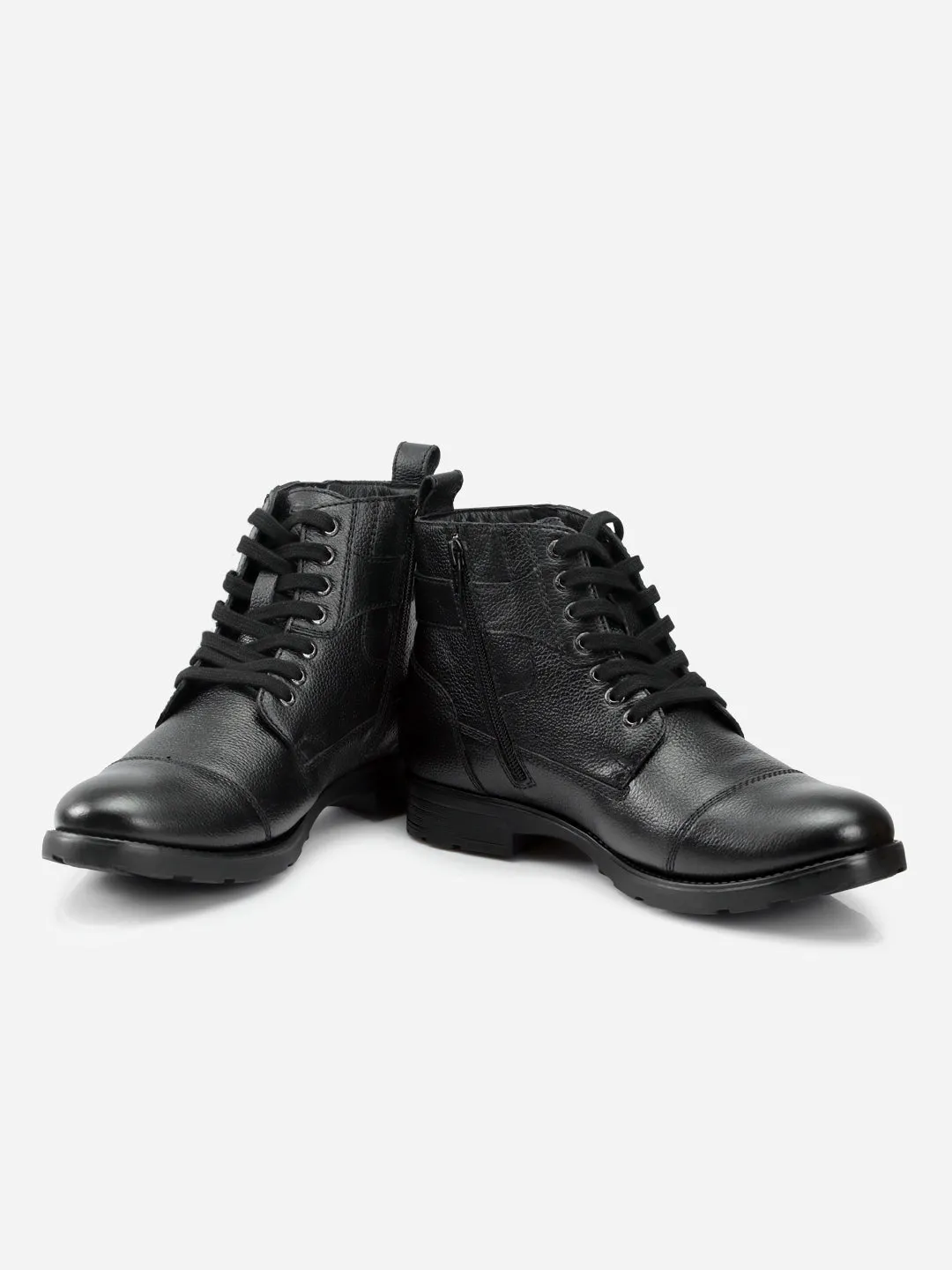 Men's Black Leather Derby Boot (ID1102)