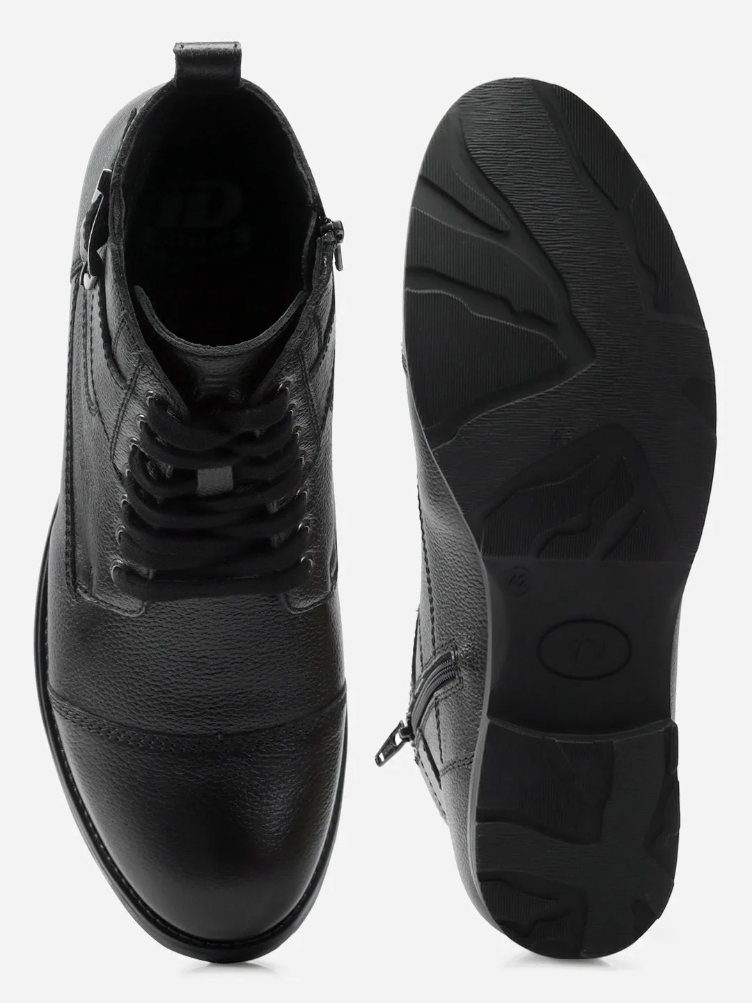Men's Black Leather Derby Boot (ID1102)