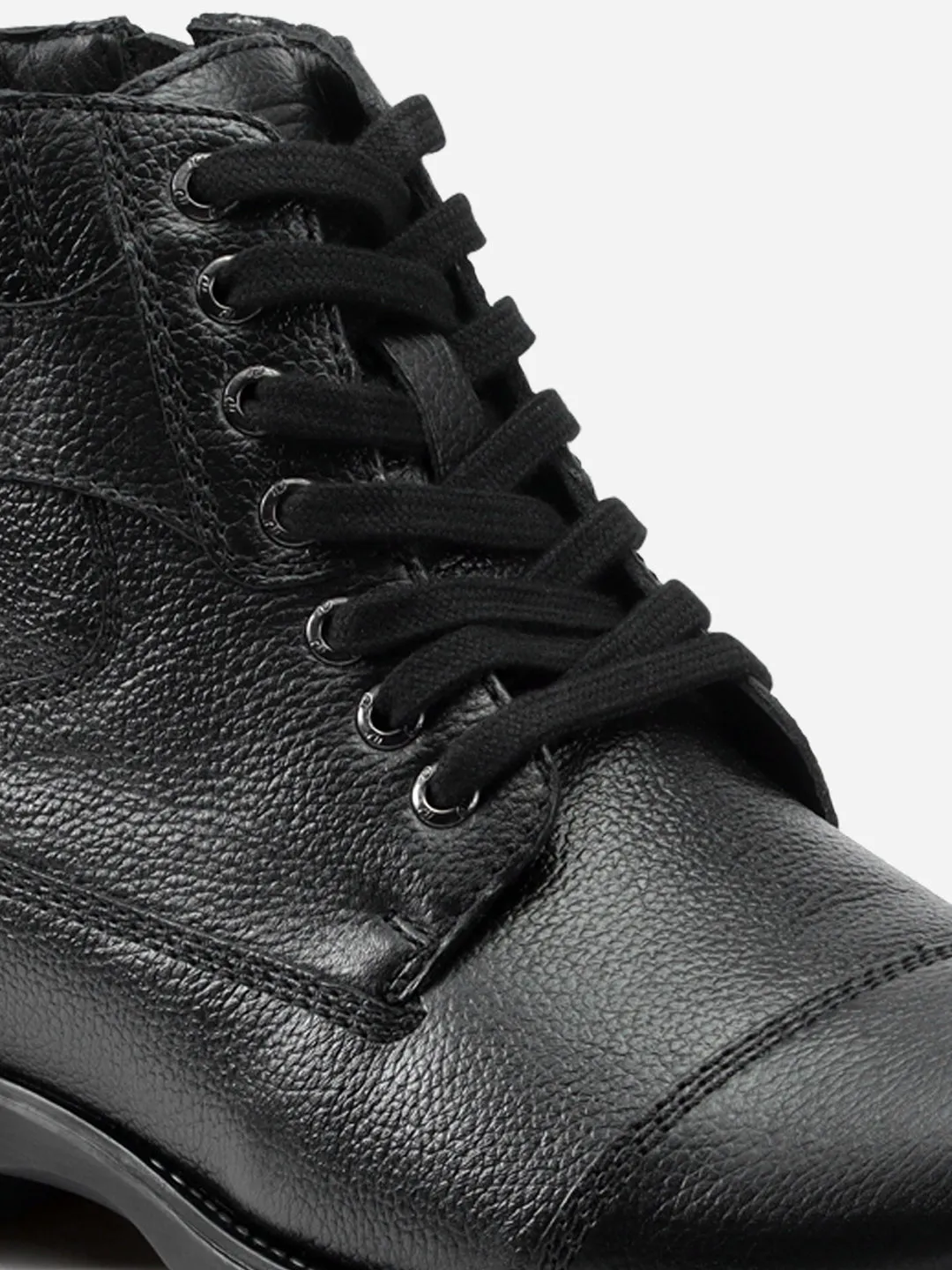 Men's Black Leather Derby Boot (ID1102)