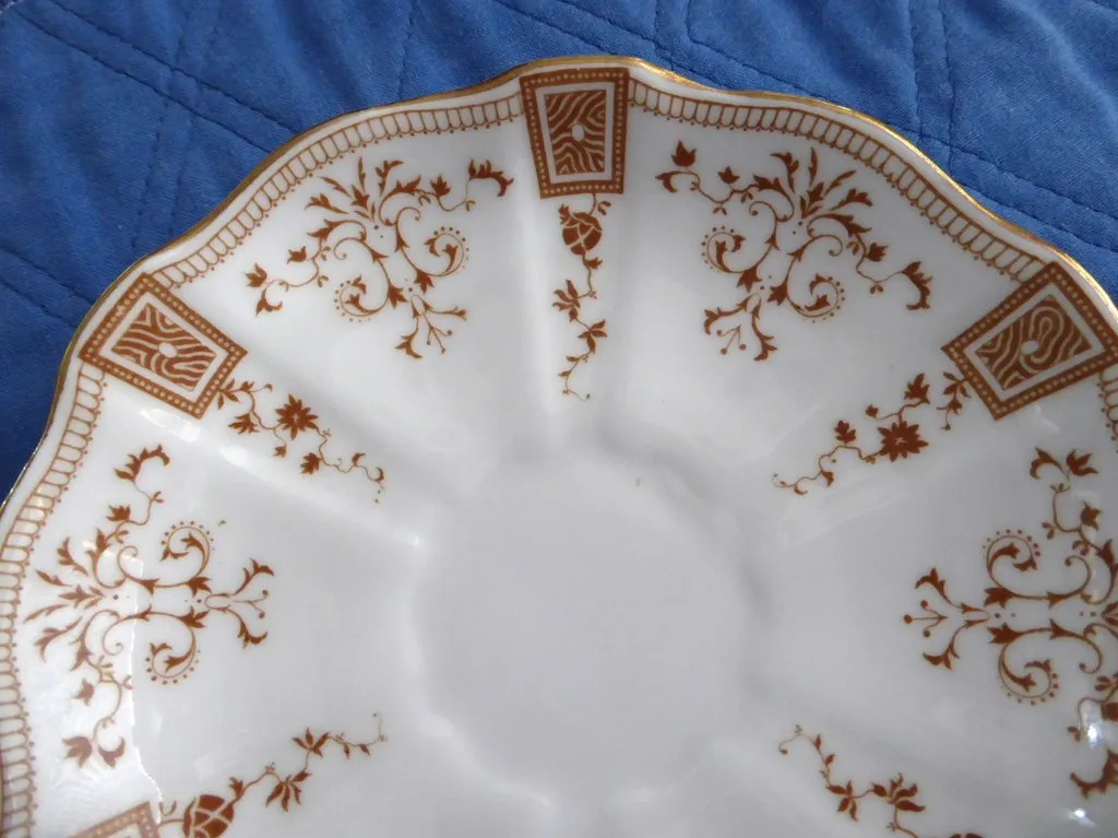 Pair Superb Royal Crown Derby Saucers Only Antique Art Nouveau Gold Festoons 1890s