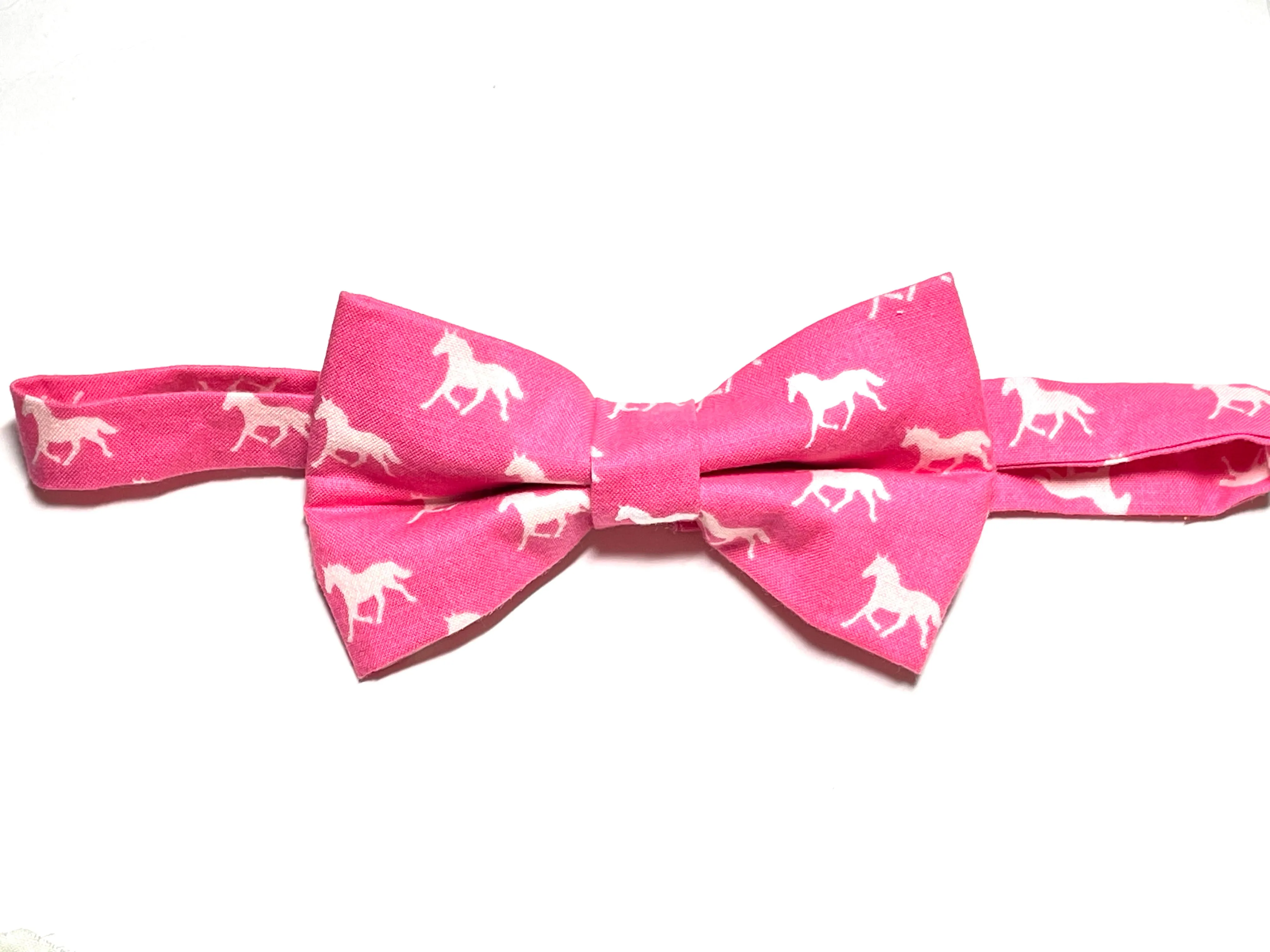 Pink on Dark Pink Horses Bow Tie
