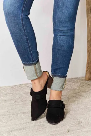 Pointed-Toe Mules with Braid Trim