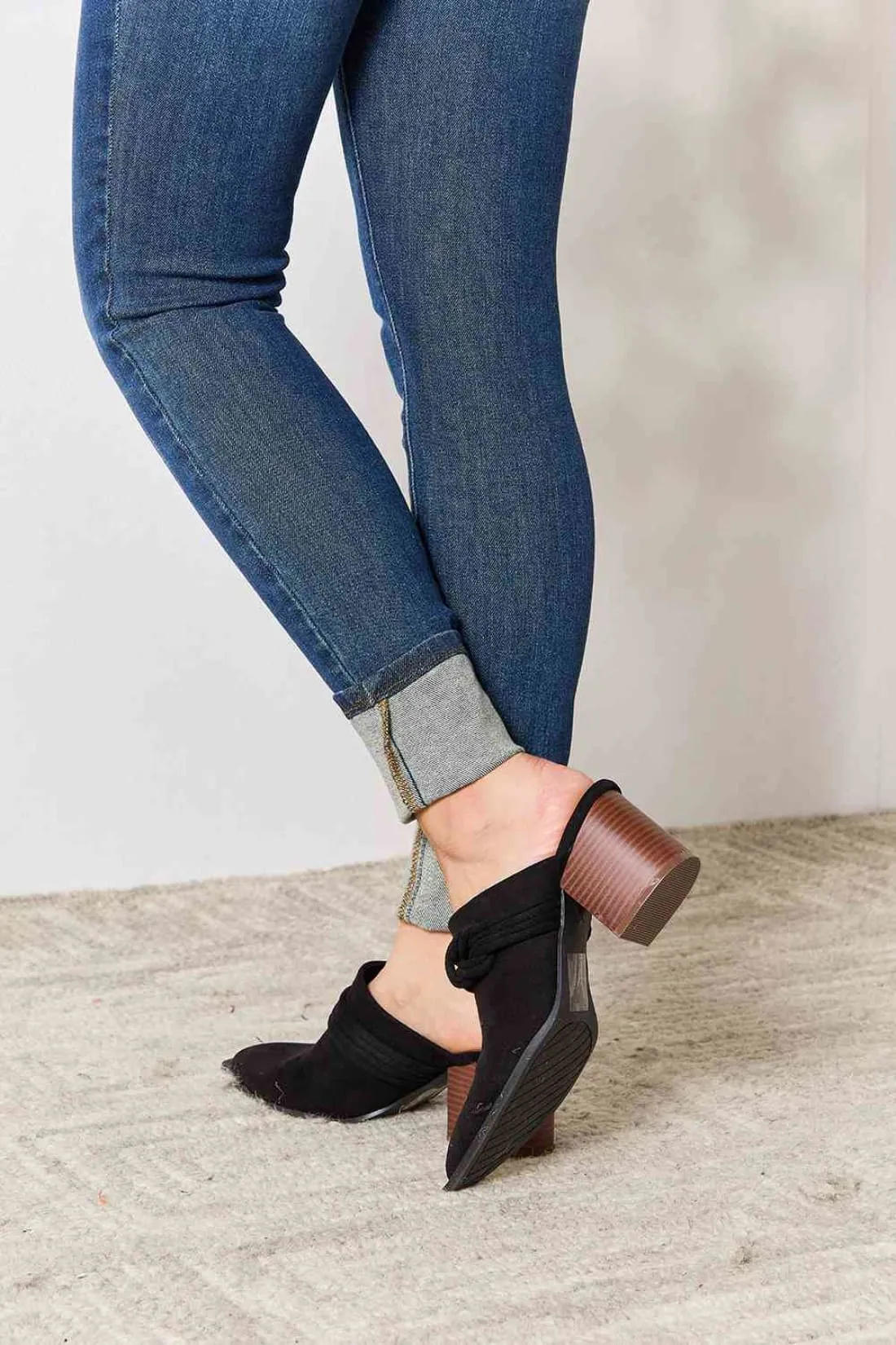 Pointed-Toe Mules with Braid Trim