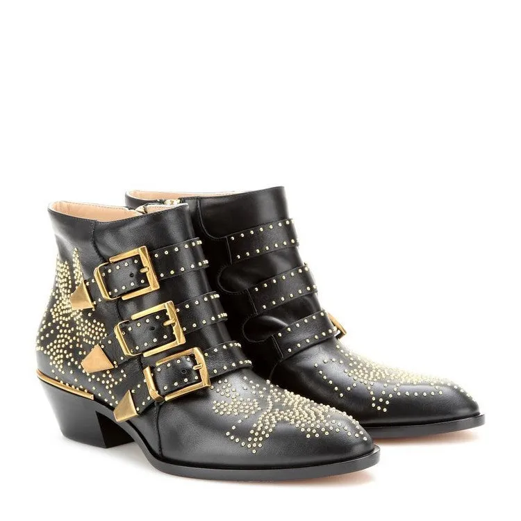 Rivets Velvet Ankle Boots