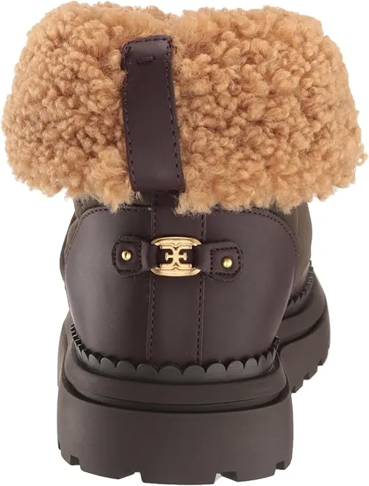 Sam Edelman Ozie Army Green/Coffee Rounded Toe Shearling Cozy Chunky Sole Boots