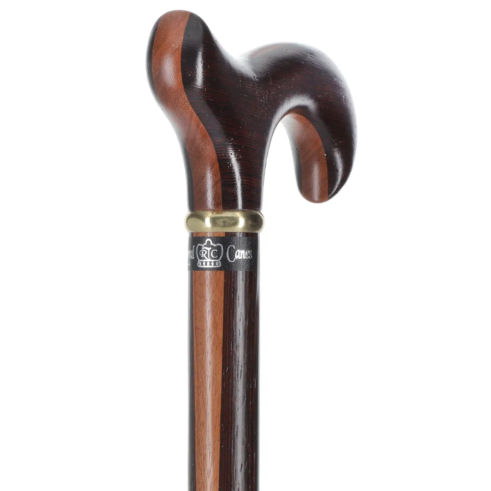 Scratch and Dent Exquisite Derby Cane: Afromosia Inlay, Textured Wenge Shaft V2361