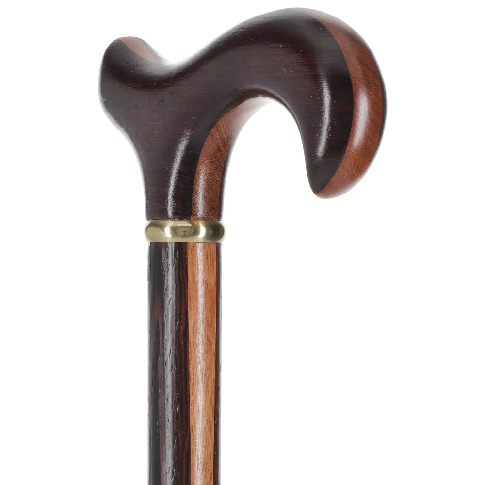 Scratch and Dent Exquisite Derby Cane: Afromosia Inlay, Textured Wenge Shaft V2361