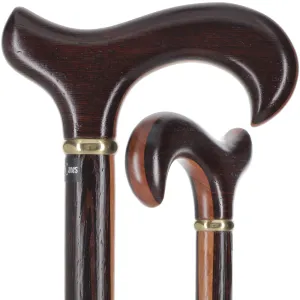 Scratch and Dent Exquisite Derby Cane: Afromosia Inlay, Textured Wenge Shaft V2361