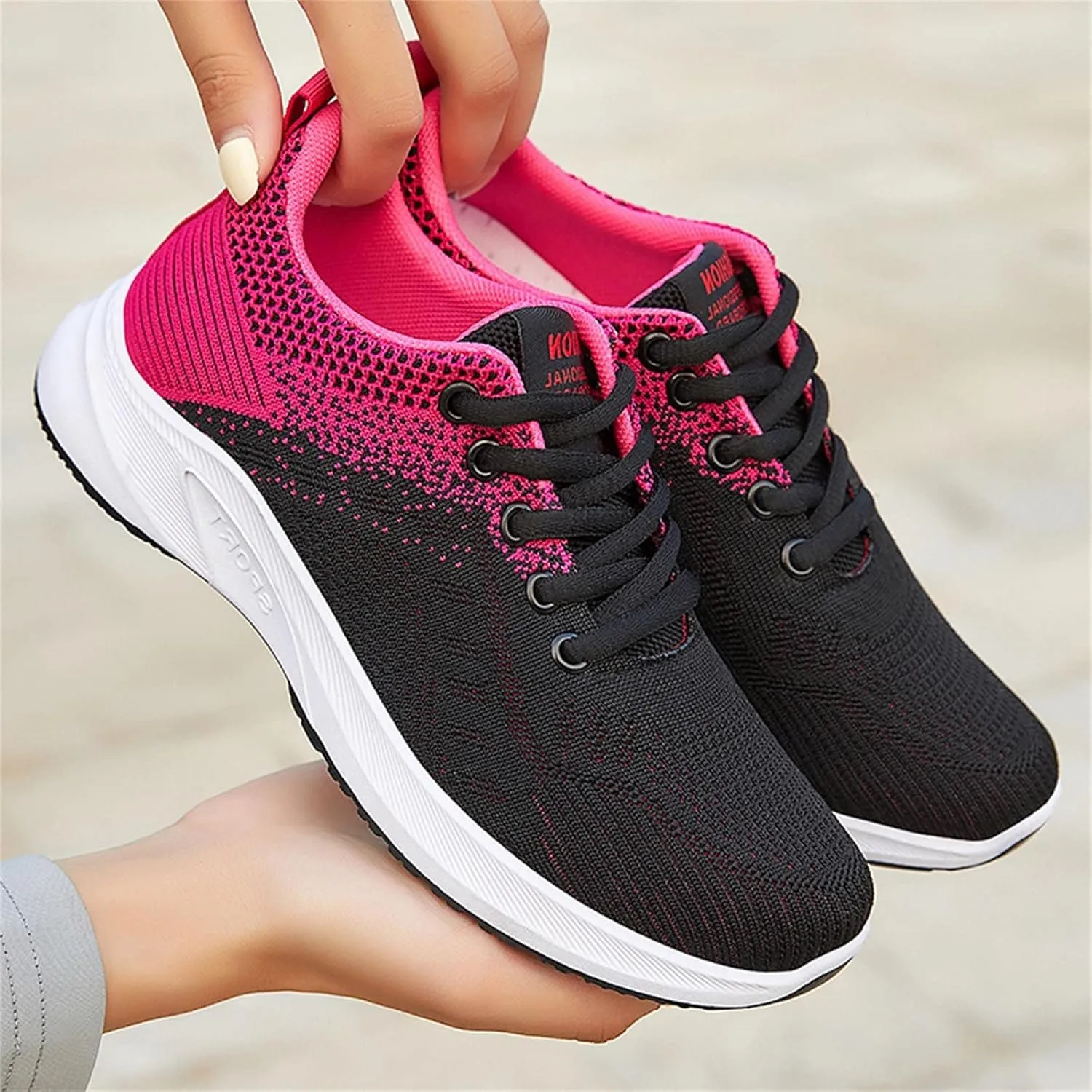 Sneakers for Women Walking Shoes Casual Lace Up Running Shoes for Women Workout Business Casual Shoes Chunky Sneakers Red Tennis Shoe Cross Trainer Shoe