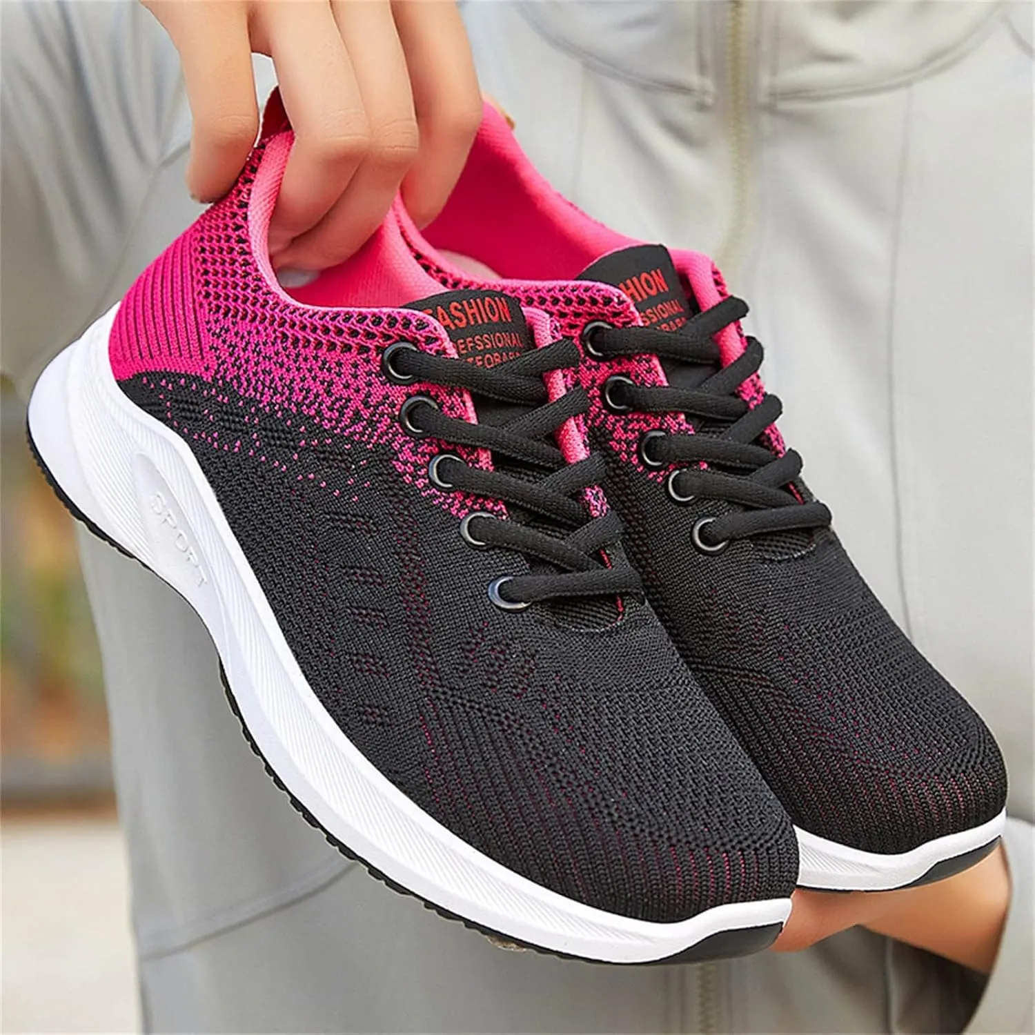 Sneakers for Women Walking Shoes Casual Lace Up Running Shoes for Women Workout Business Casual Shoes Chunky Sneakers Red Tennis Shoe Cross Trainer Shoe