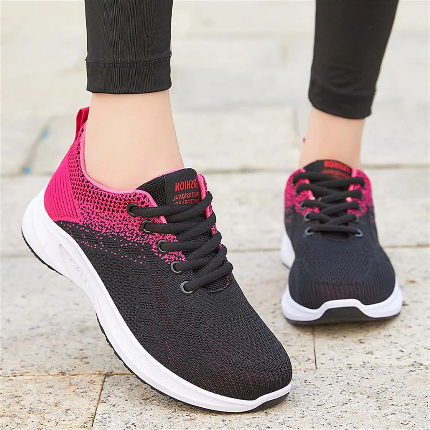 Sneakers for Women Walking Shoes Casual Lace Up Running Shoes for Women Workout Business Casual Shoes Chunky Sneakers Red Tennis Shoe Cross Trainer Shoe