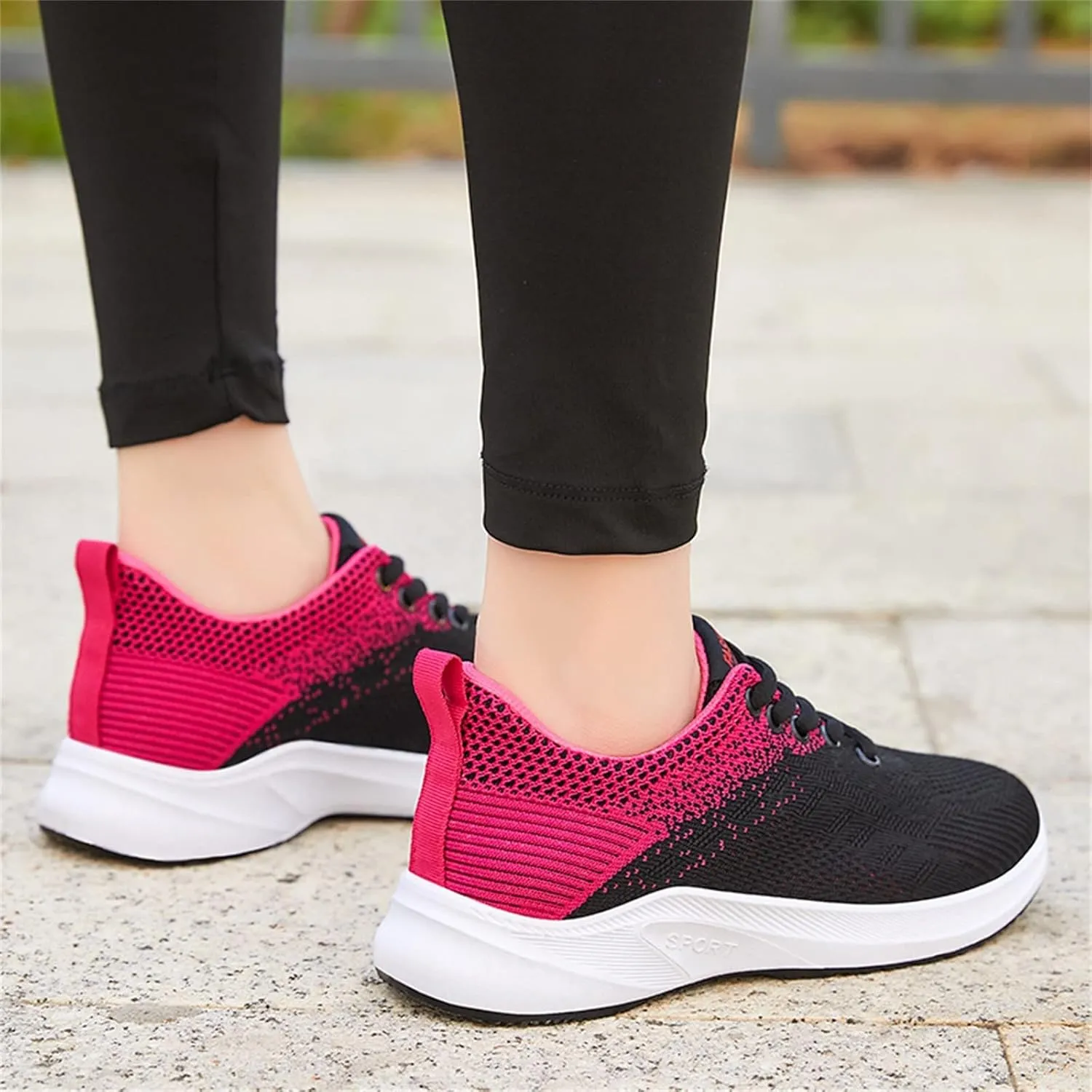 Sneakers for Women Walking Shoes Casual Lace Up Running Shoes for Women Workout Business Casual Shoes Chunky Sneakers Red Tennis Shoe Cross Trainer Shoe