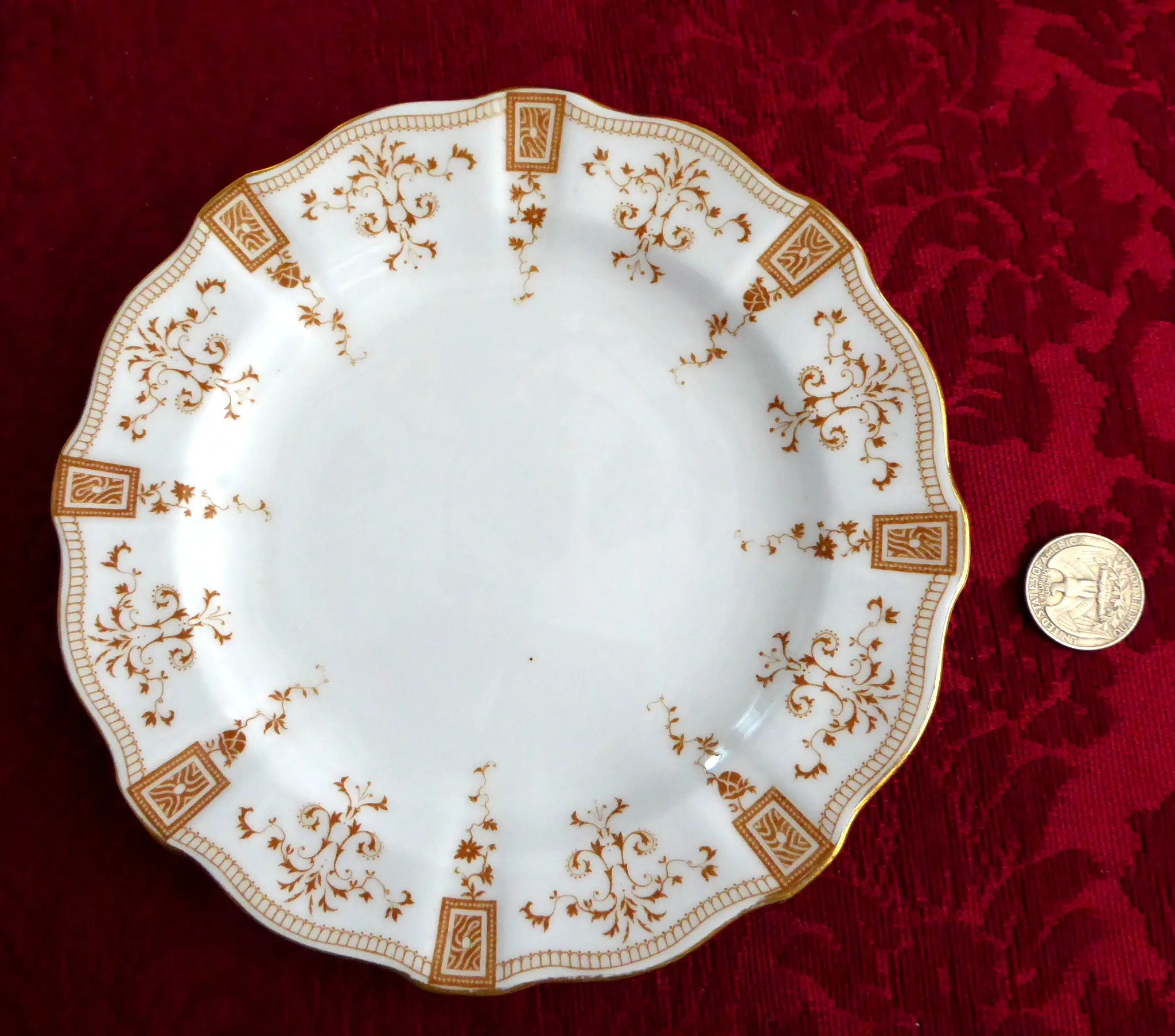 Superb Royal Crown Derby Salad Plate Set Of 3 Antique Art Nouveau Gold Festoons 1890s