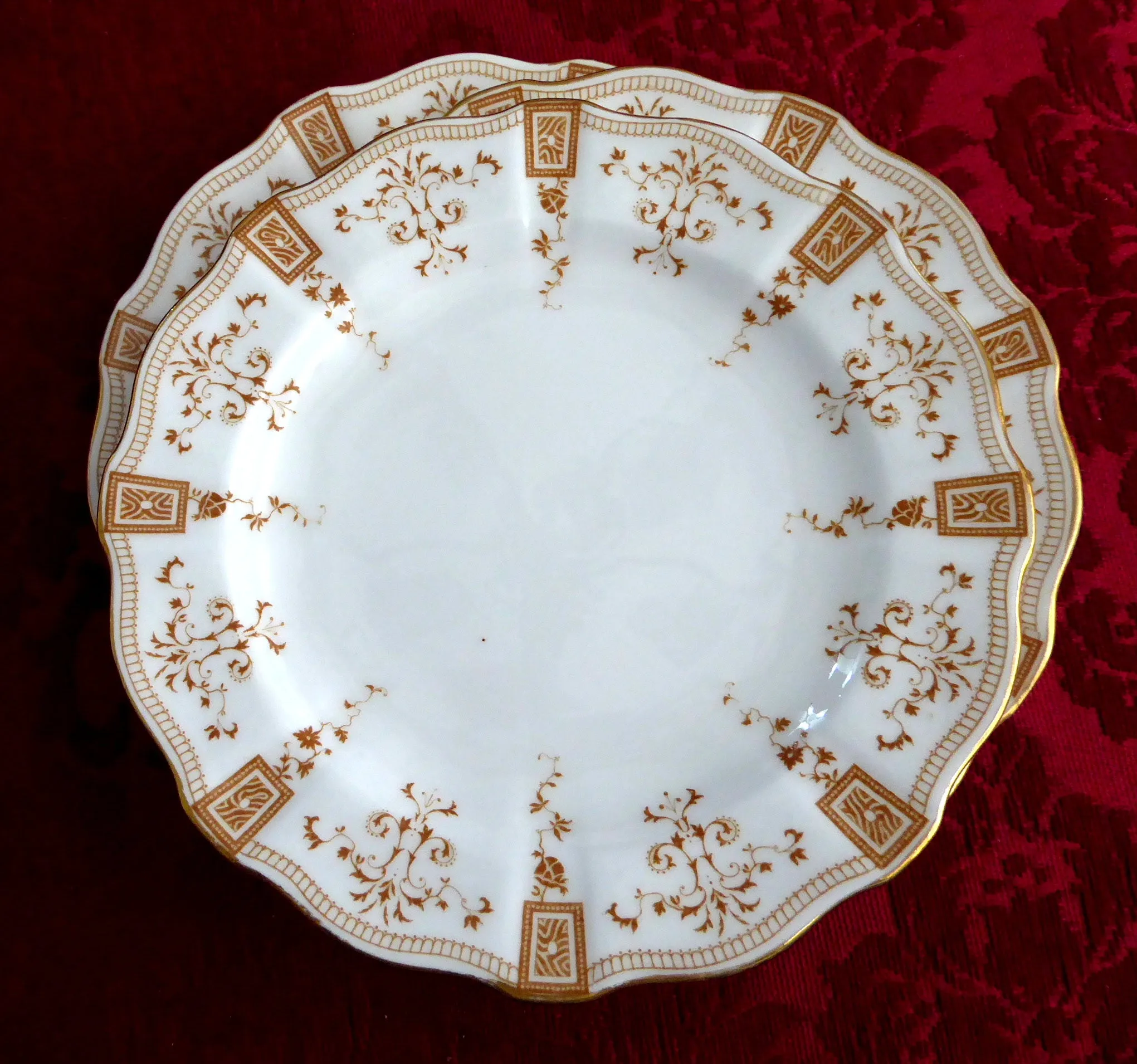 Superb Royal Crown Derby Salad Plate Set Of 3 Antique Art Nouveau Gold Festoons 1890s