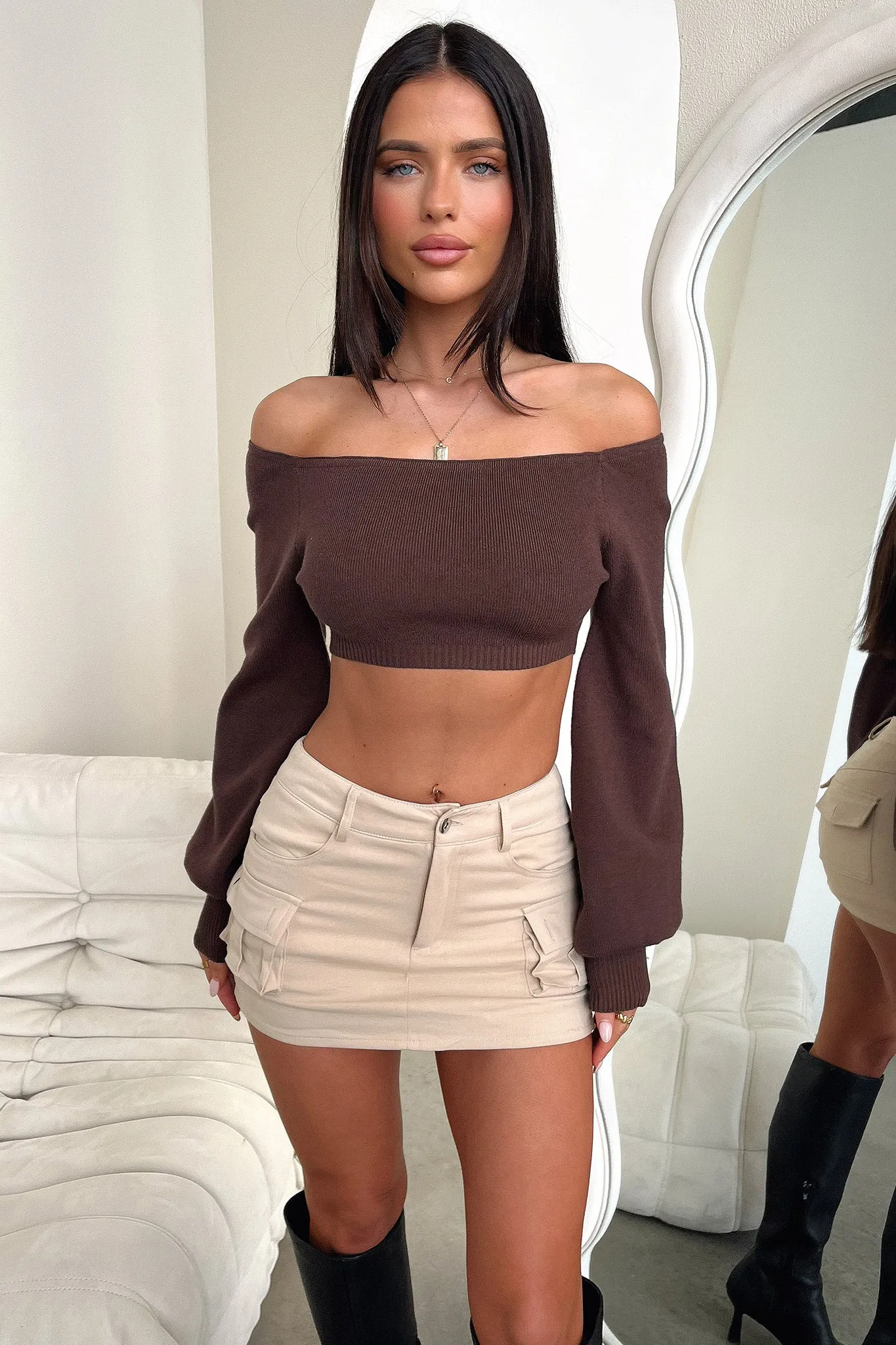 Tuesday Cropped Knit - Brown