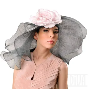 Wide&Floppy Double Brims Hat with Silk Flower