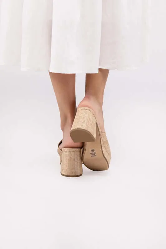 ZAFER-Nat Beige Heels Mules Sandals