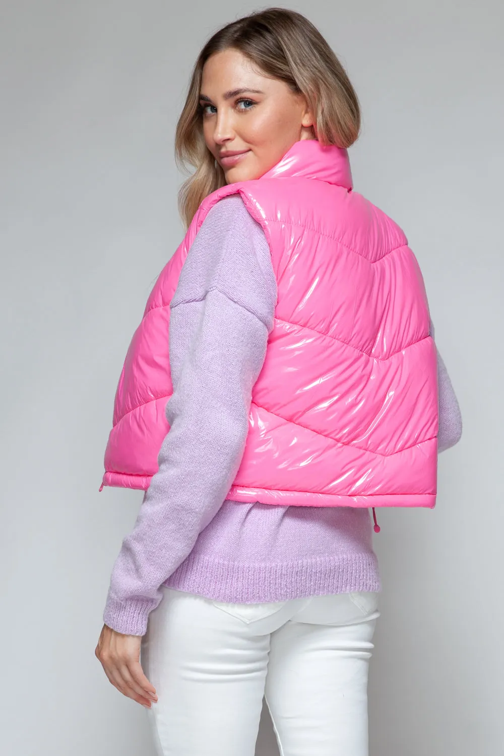 Zip Up Turtleneck Shiny Snobbish Quilted Vest